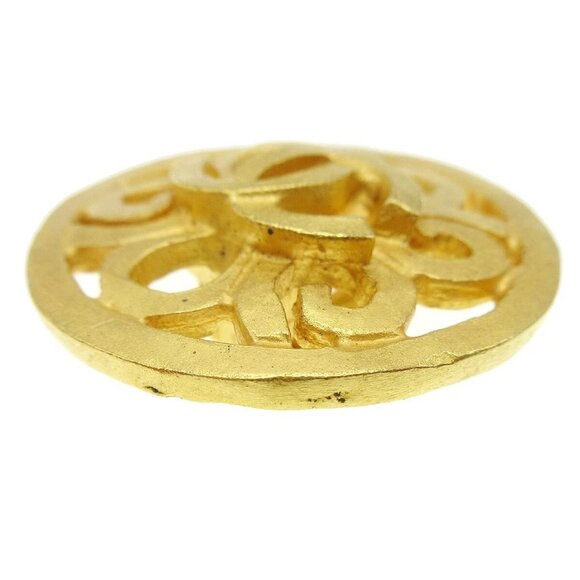 Chanel Button Earrings Gold Clip-On 95P - Picture 2 of 6